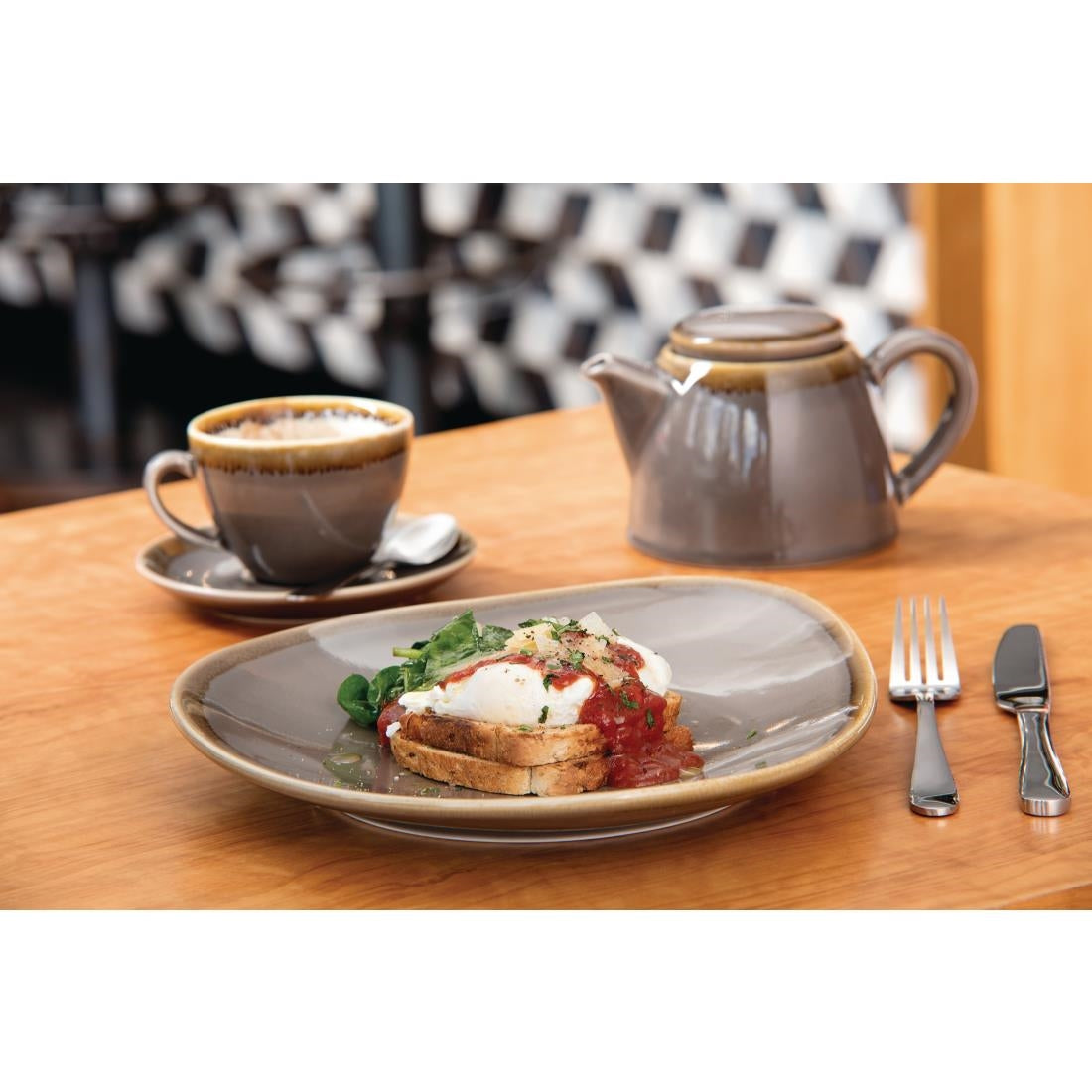 Olympia Kiln Smoke Tri Plate 230mm 9" (Box 6)