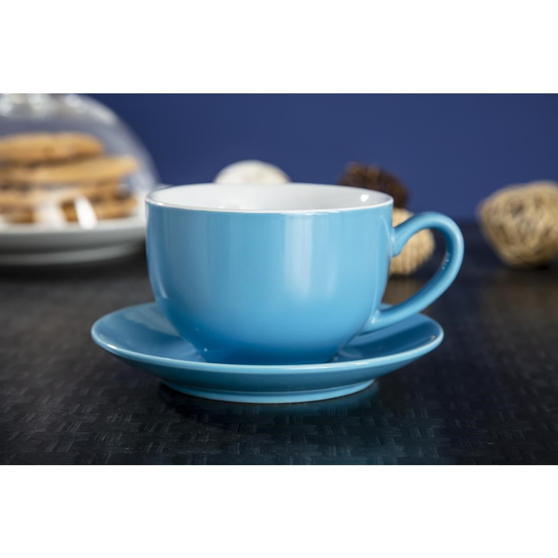 Olympia Cafe Saucer Blue for 8oz & 12oz (Box 12)