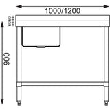 Vogue Single Bowl Sink L/H Drainer - 1200mm (90mm Drain)