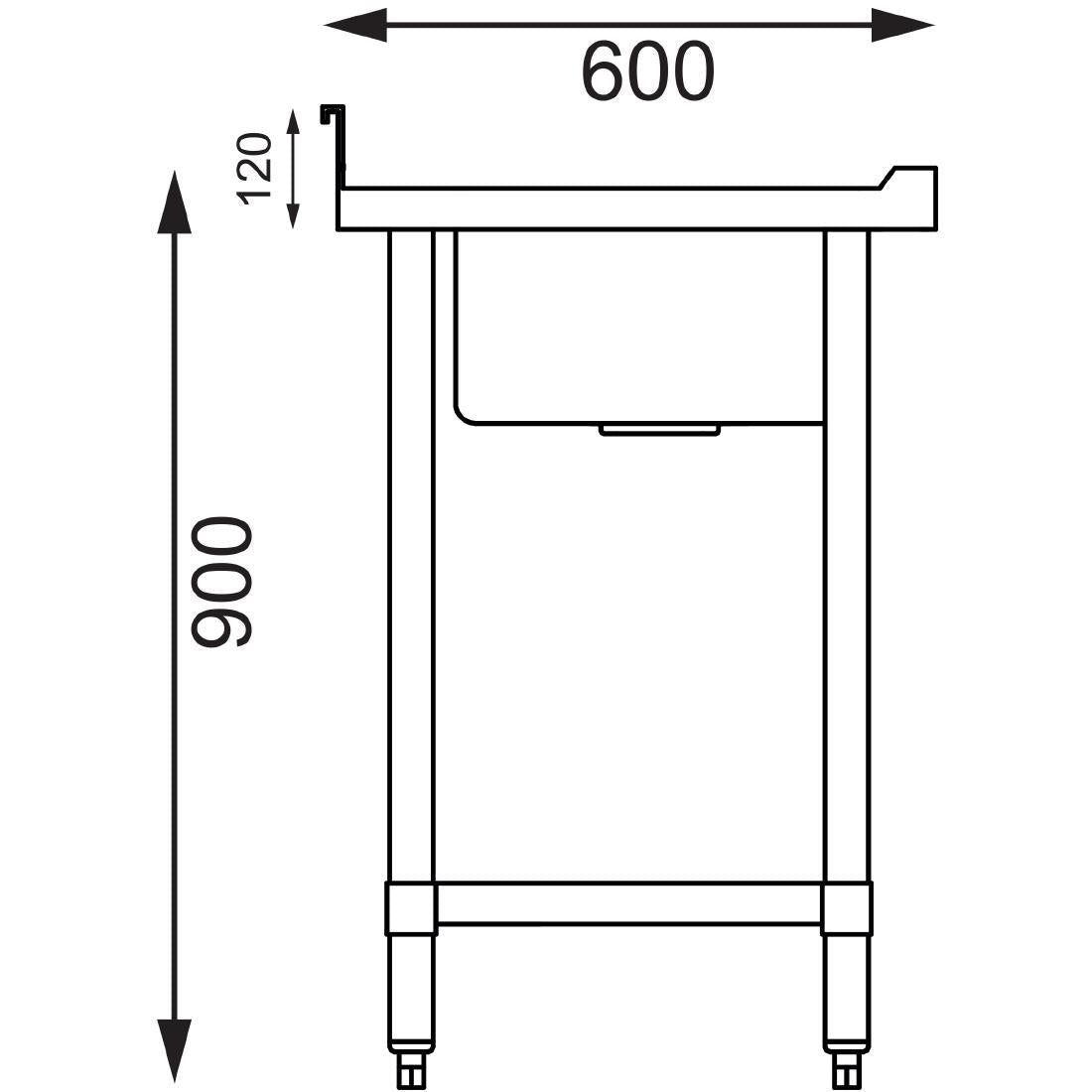 Vogue Single Bowl Sink L/H Drainer - 1200mm (90mm Drain)