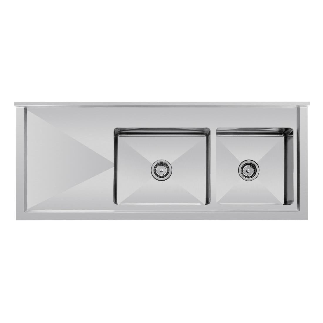 Vogue Double Bowl Sink L/H Drainer - 1500mm (90mm Drain)