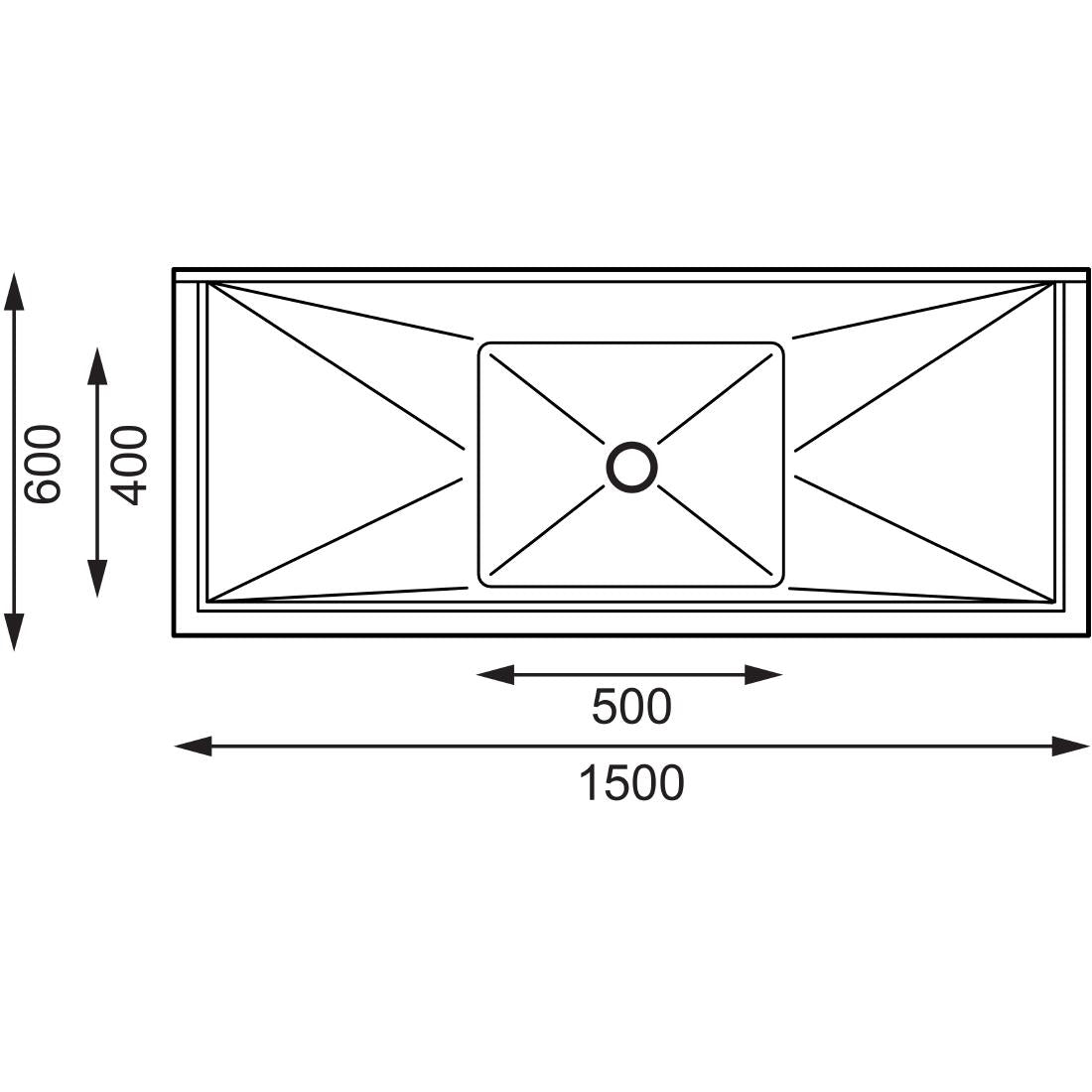 Vogue Single Bowl Sink Double Drainer - 1500mm (90mm Drain)