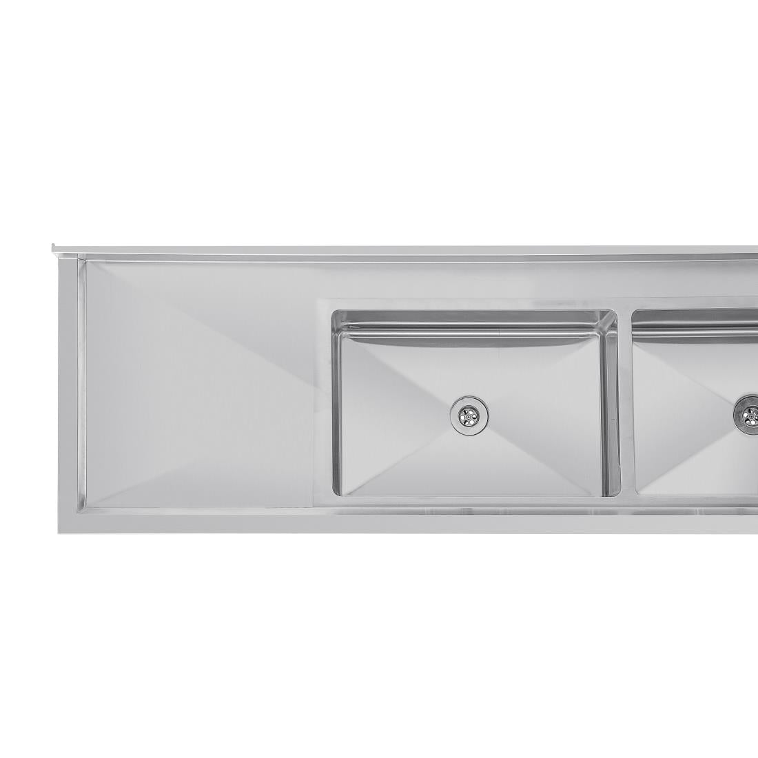 Vogue Double Bowl Sink Double Drainer - 2400mm (90mm Drain)