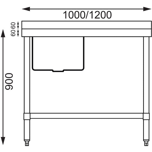 Vogue Single Bowl Sink R/H Drainer - 1200mm x 700mm (90mm Drain)