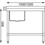 Vogue Single Bowl Sink R/H Drainer - 1200mm x 700mm (90mm Drain)