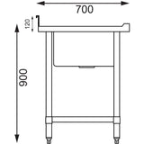 Vogue Single Bowl Sink R/H Drainer - 1200mm x 700mm (90mm Drain)