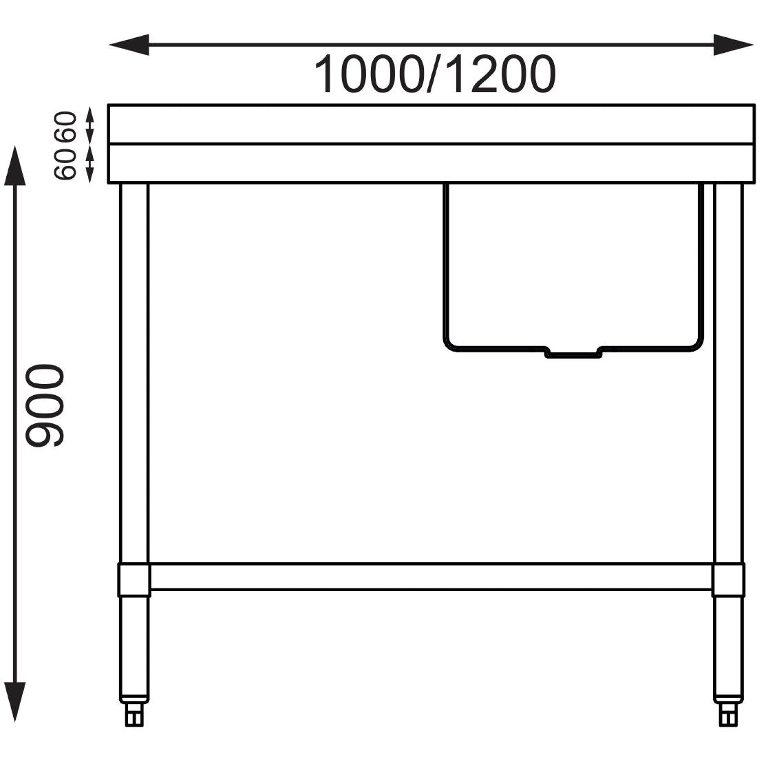 Vogue Single Bowl Sink L/H Drainer - 1000mm x 700mm (90mm Drain)