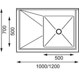 Vogue Single Bowl Sink L/H Drainer - 1200mm x700mm (90mm Drain)