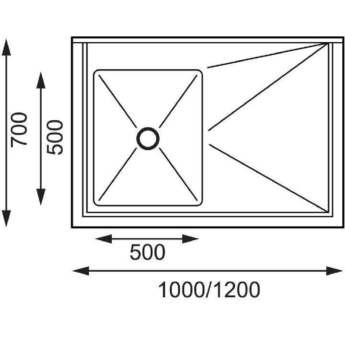 Vogue Single Bowl Sink R/H Drainer - 1200mm x 700mm (90mm Drain)