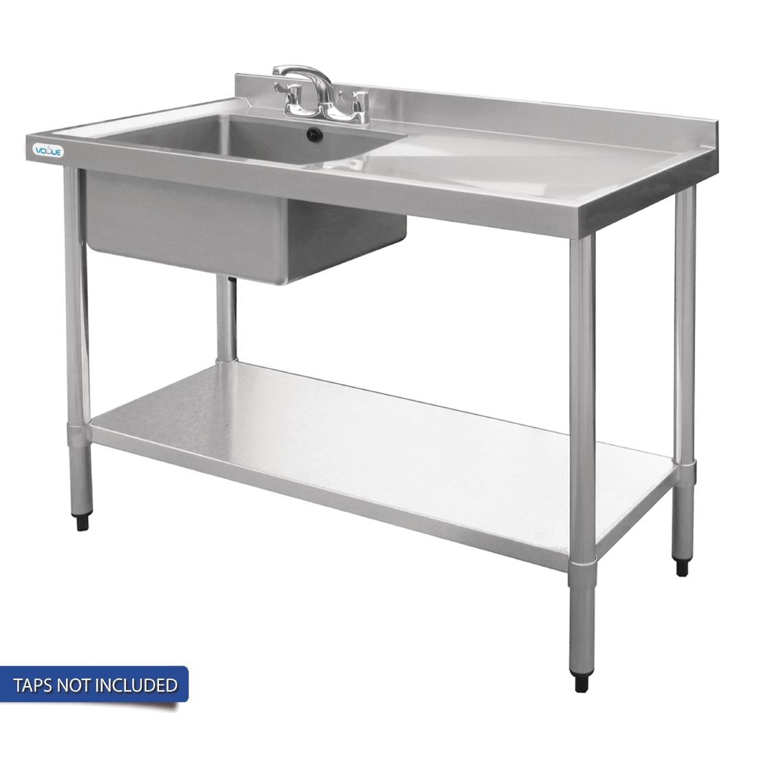 Vogue Single Bowl Sink R/H Drainer - 1200mm x 700mm (90mm Drain)