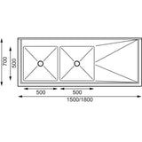 Vogue Double Bowl Sink R/H Drainer - 1800mm x 700mm (90mm Drain)