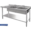 Vogue Double Bowl Sink L/H Drainer - 1500mm x 700mm (90mm Drain)