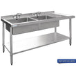 Vogue Double Bowl Sink R/H Drainer - 1800mm x 700mm (90mm Drain)