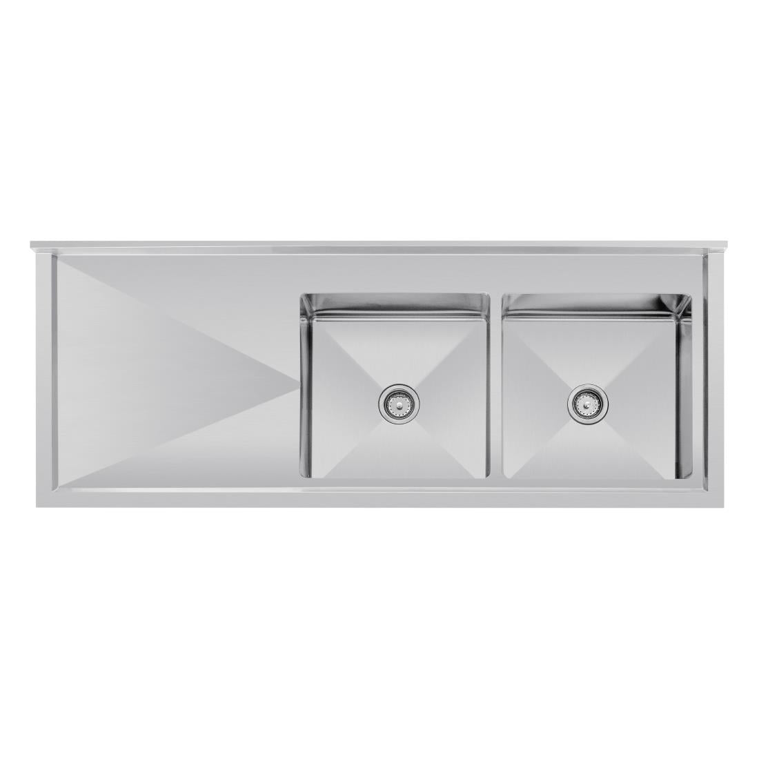 Vogue Double Bowl Sink L/H Drainer - 1800mm x 700mm (90mm Drain)