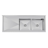 Vogue Double Bowl Sink L/H Drainer - 1800mm x 700mm (90mm Drain)