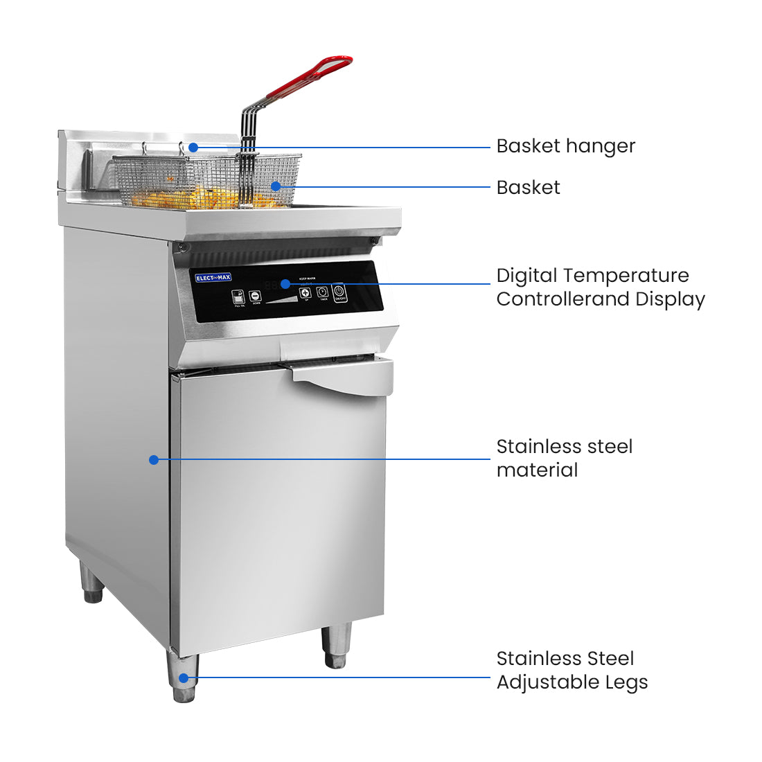 Electmax 700 Series Induction Single Fryer with Splashback - IFS7-30L
