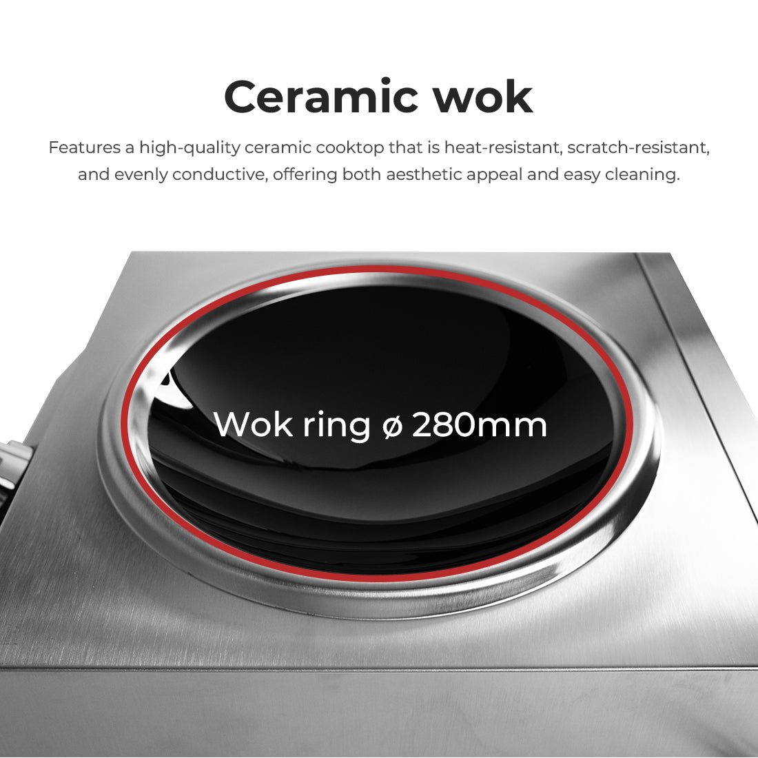 Benchstar Ceramic Induction Wok w/ Stainless Steel Body IW500