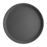 EDLP - Olympia Kristallon Round Tray Black Plastic Anti-Slip - 280mm 11"