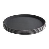 EDLP - Olympia Kristallon Round Tray Black Anti-Slip Fibreglass - 280mm 11"