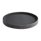 EDLP - Olympia Kristallon Round Tray Black Anti-Slip Plastic - 356mm 14"