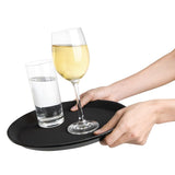 EDLP Olympia Kristallon Round Tray Black Anti-Slip Plastic - 406mm 16"