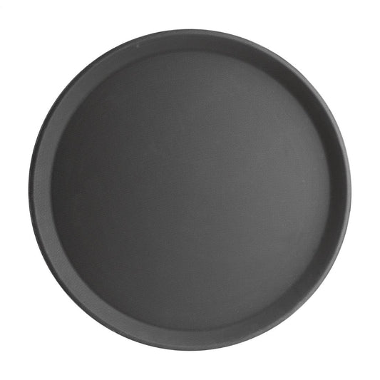 EDLP - Olympia Kristallon Round Tray Anti-Slip Fibreglass Black - 406mm 16"