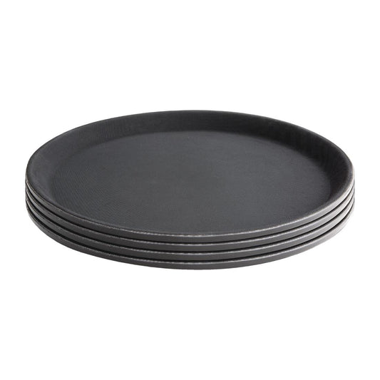 EDLP - Olympia Kristallon Round Tray Anti-Slip Fibreglass Black - 406mm 16"