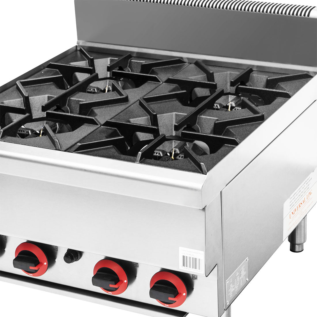 Gasmax Benchtop Natural Gas 4 Burner Cooktop w/ Splashback - JUS-TR-4B