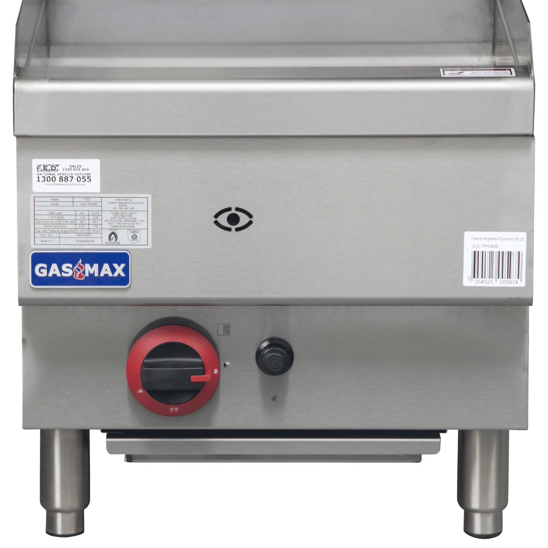 GASMAX Benchtop Single Bunner Griddle LPG Gas - JUS-TRG40ELPG