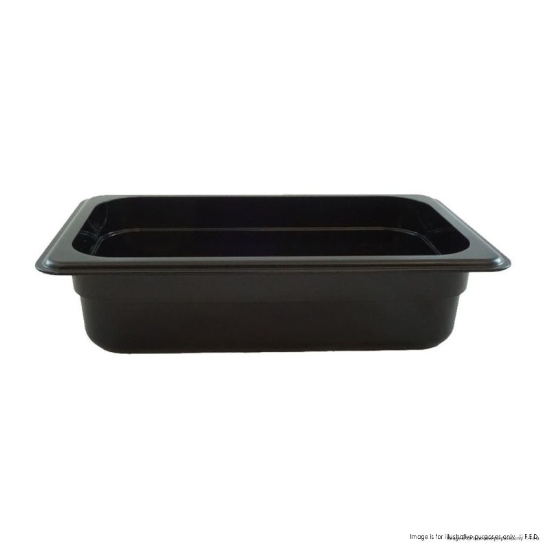 Food tek Black Poly 1/3 x 100 mm Gastronorm Pan - JW-P134B (1 Pack)