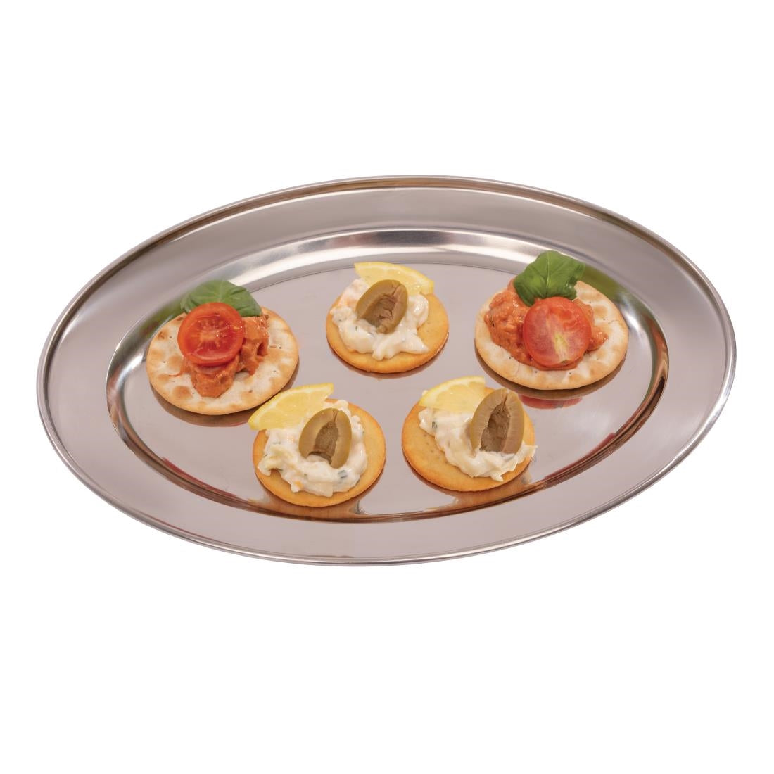 Olympia Oval Serving Tray St/St - 300mm 11 1/2"