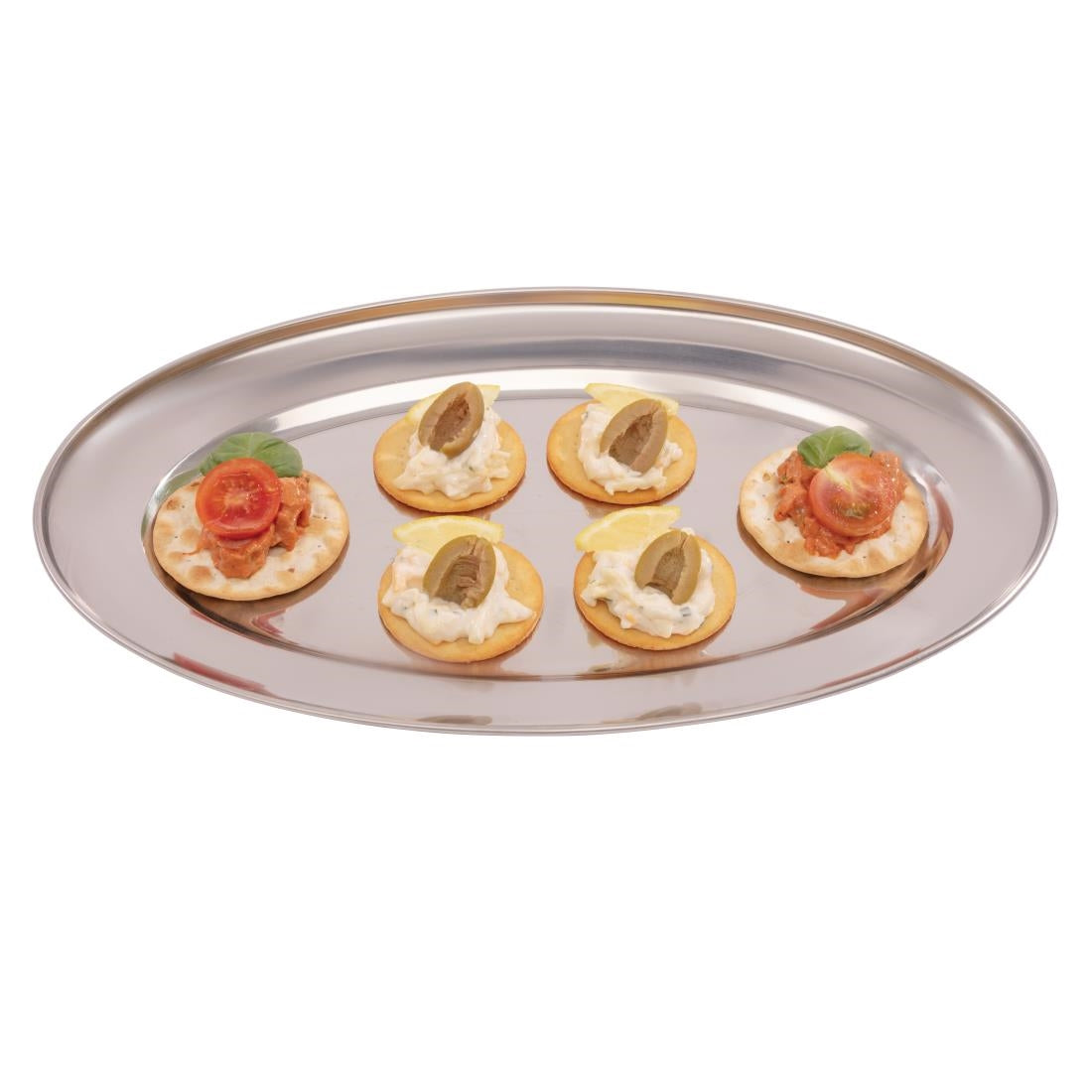 Olympia Oval Serving Tray St/St - 350x240mm 14x9 1/2"