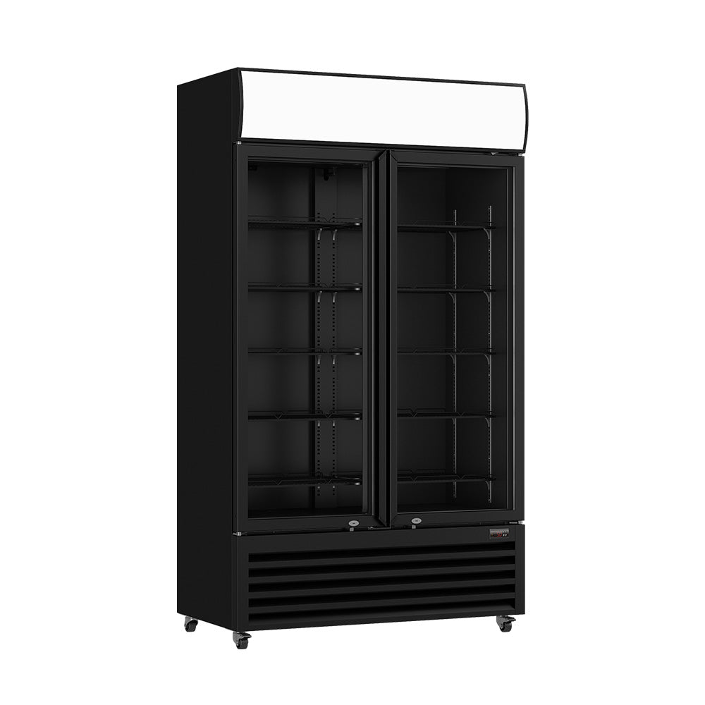 2NDs: Thermaster Colourbond Upright Beverage Fridge 2 Doors Black - LG-1000BP-NSW2192