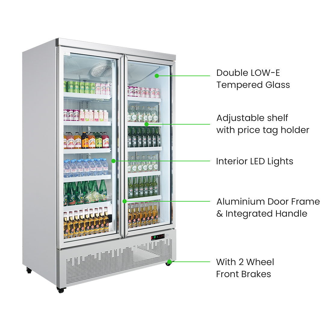Thermaster Double Door Supermarket Fridge - LG-1000GBM