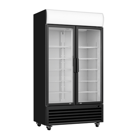 Thermaster Large Two Glass Door Colourbond Upright Drink Fridge LG-1200BP