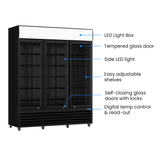 Thermaster Three Glass Door Colourbond Upright Drink Fridge - LG-1203BP