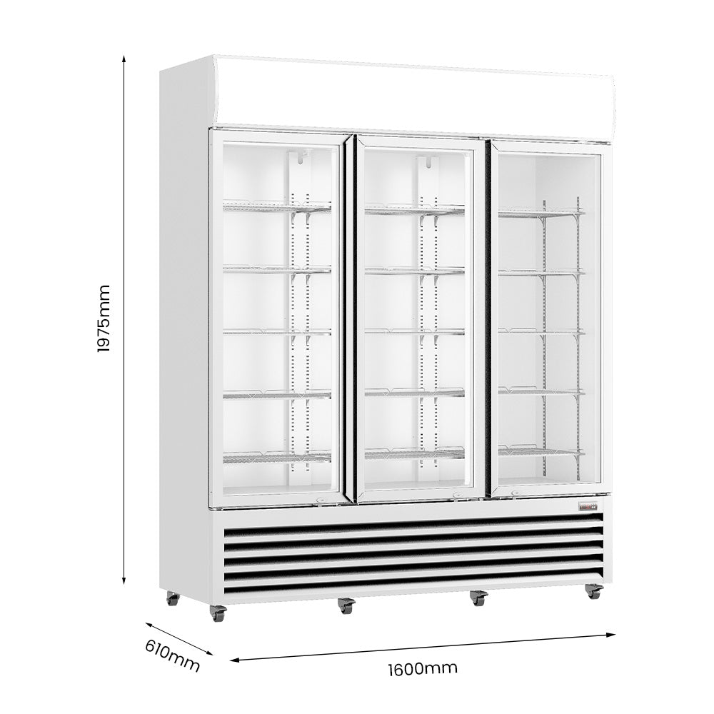 Thermaster Three Glass Door Colourbond Upright Drink Fridge LG-1203P