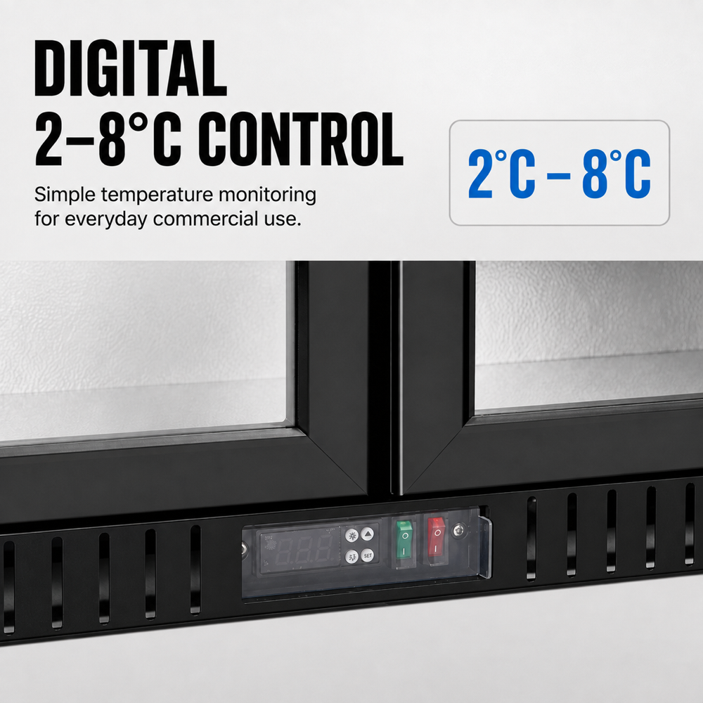 Thermaster Under Bench Two Door Bar Fridge/Cooler - LG-208HC