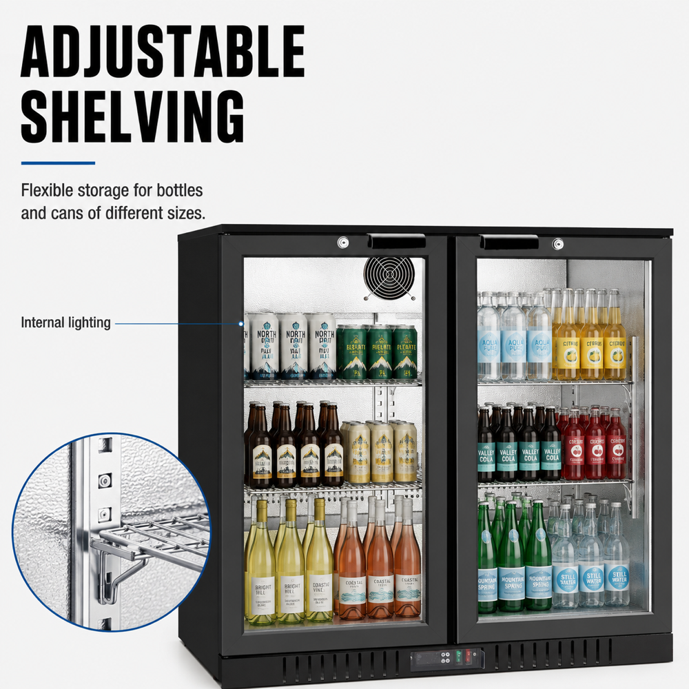 Thermaster Under Bench Two Door Bar Fridge/Cooler - LG-208HC