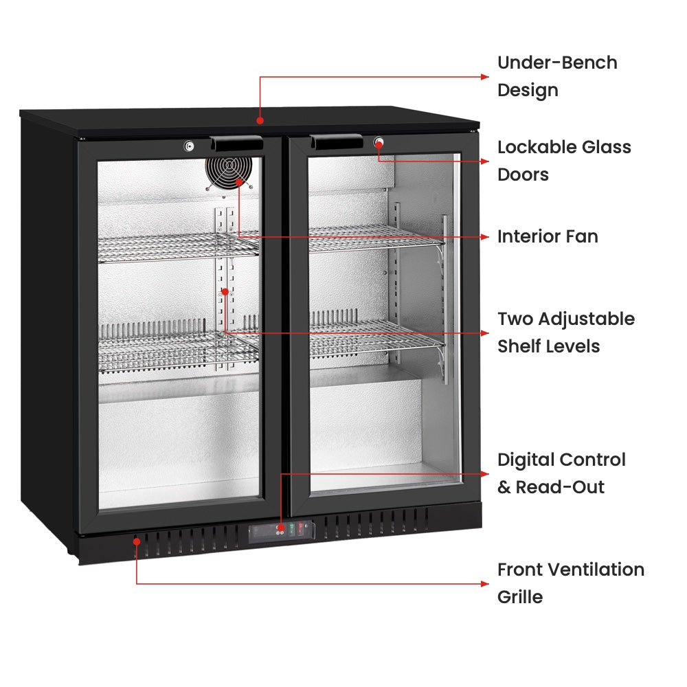 Thermaster Under Bench Two Door Bar Fridge/Cooler - LG-208HC