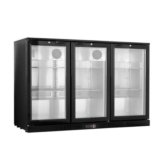 Thermaster Under Bench three Heated Glass Doors Bar Fridge/Cooler with heater switch - LG-330TD