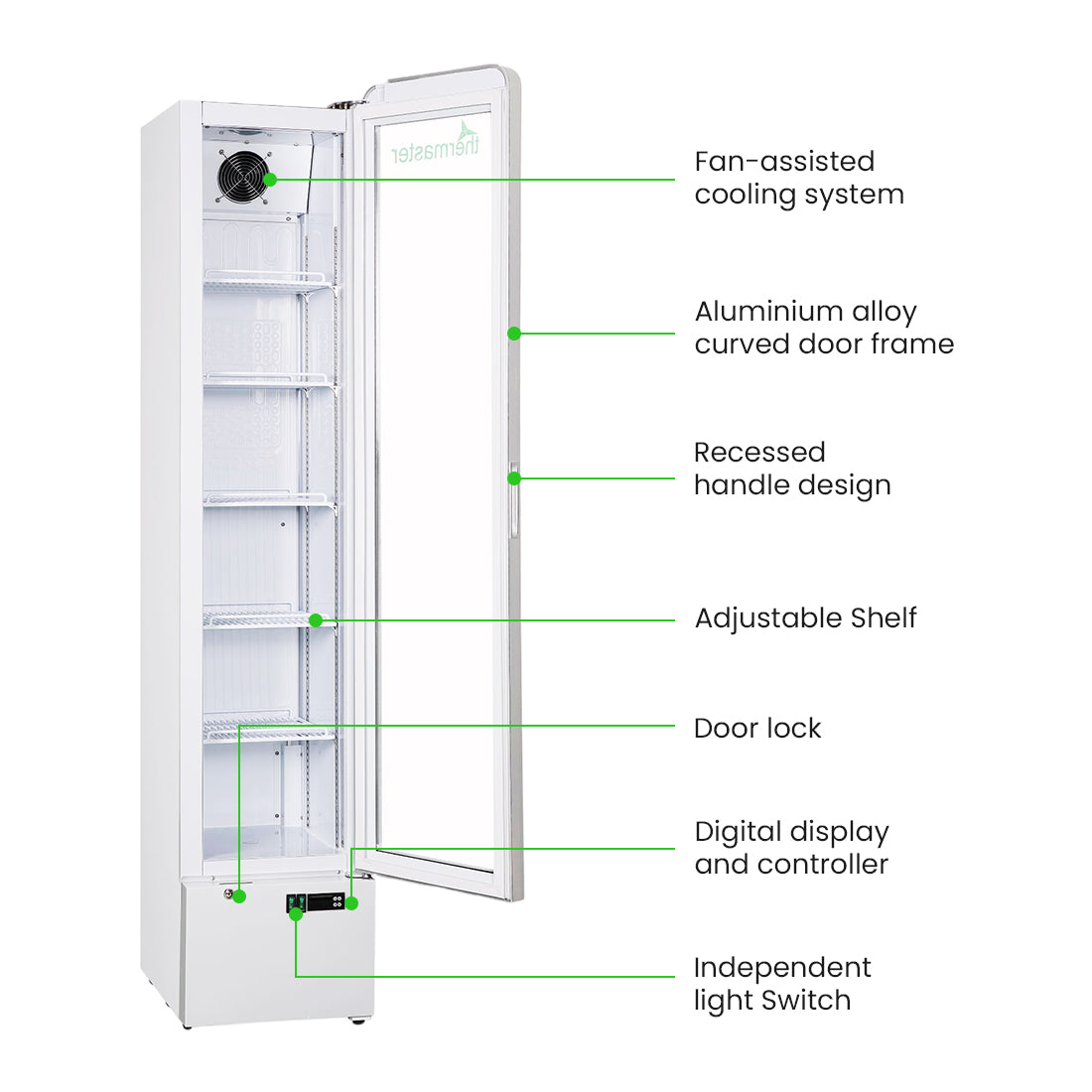 Thermaster SlimFit Upright Glass Door Beverage Fridge - LG166FA