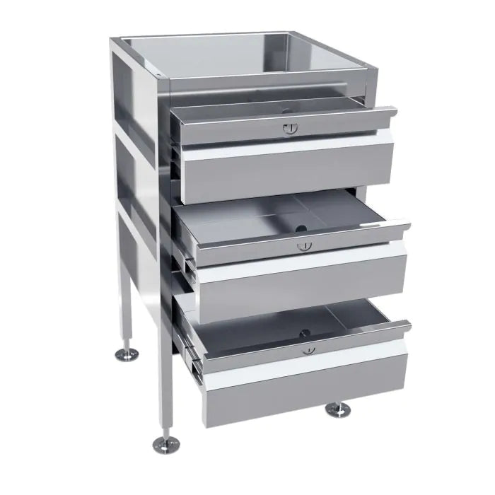 Lockable Freestanding Stainless Steel Drawer Unit (3 drawers)