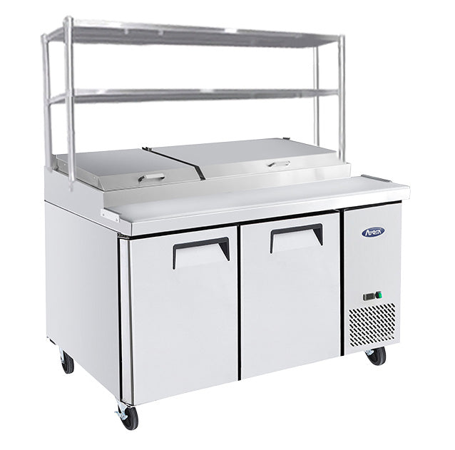 2 DOOR PIZZA PREP TABLE FRIDGE WITH OVER SHELF MPF8202OS