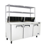 3 DOOR SANDWICH PREP TABLE FRIDGE WITH OVER SHELF MSF8304OS