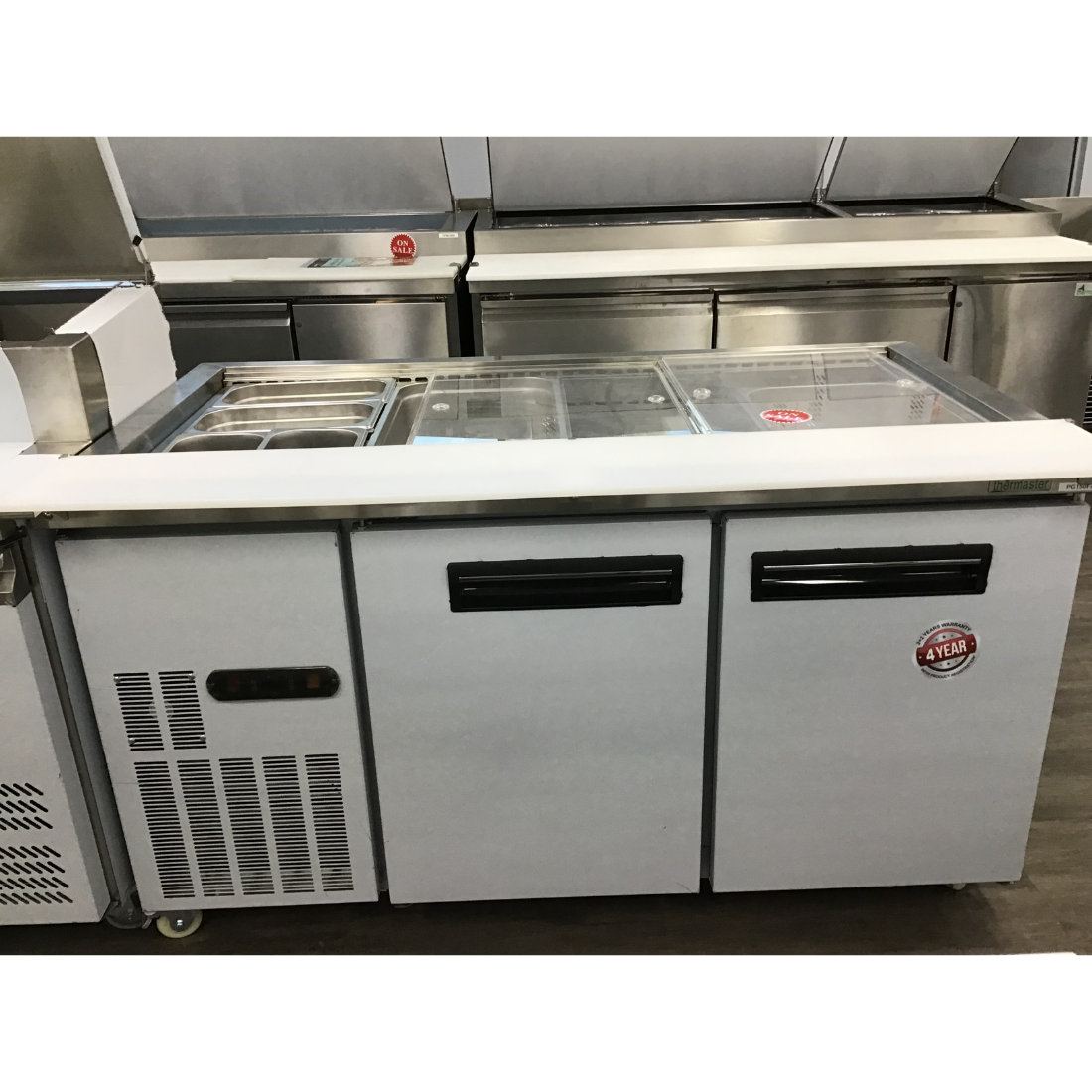 Ex-Showroom: Thermaster Two Door Cold Bench Salad Station 4x1/1 GN Pans - PG150FA-XB-VIC1060
