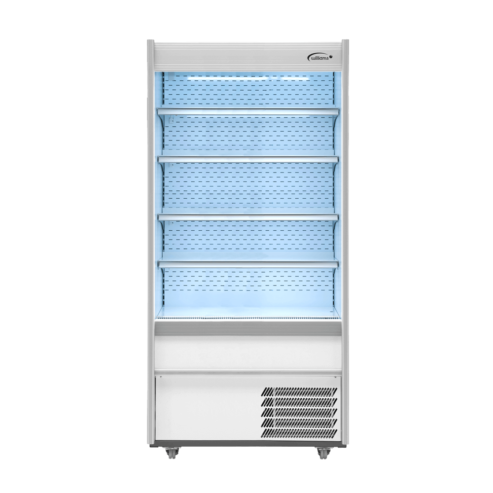 M100MTWCN Gem Multideck - white open deck fridge with night blind