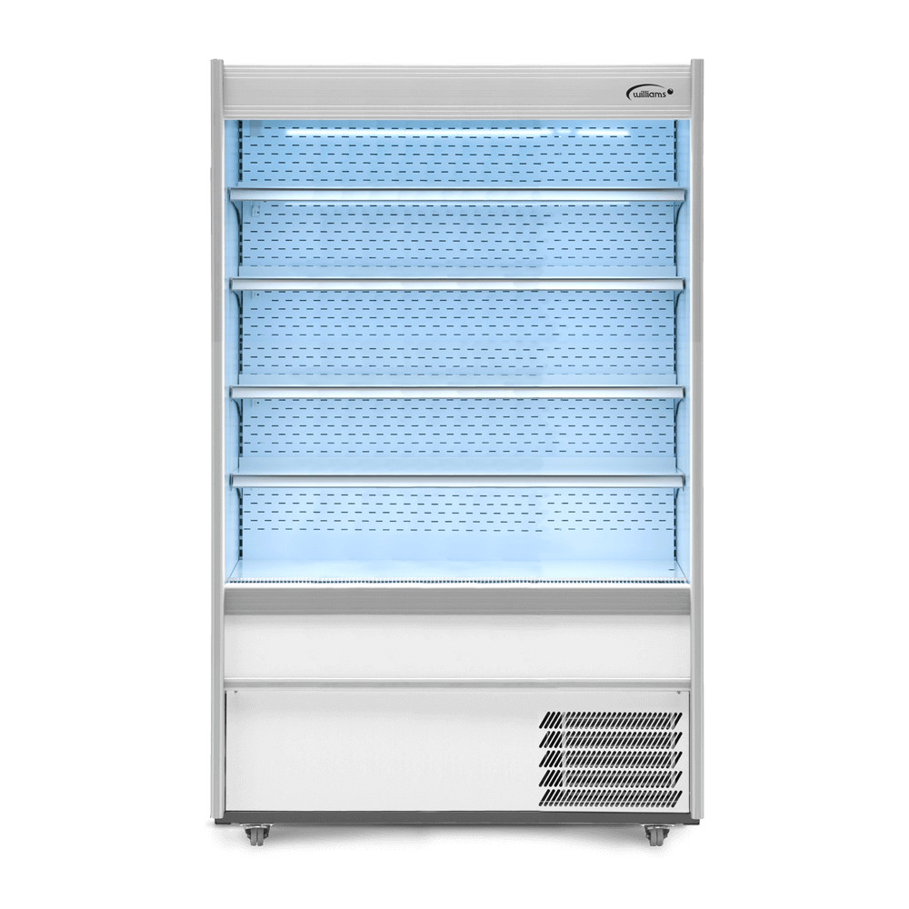 M125MTWCN Gem Multideck - white open deck fridge with night blind
