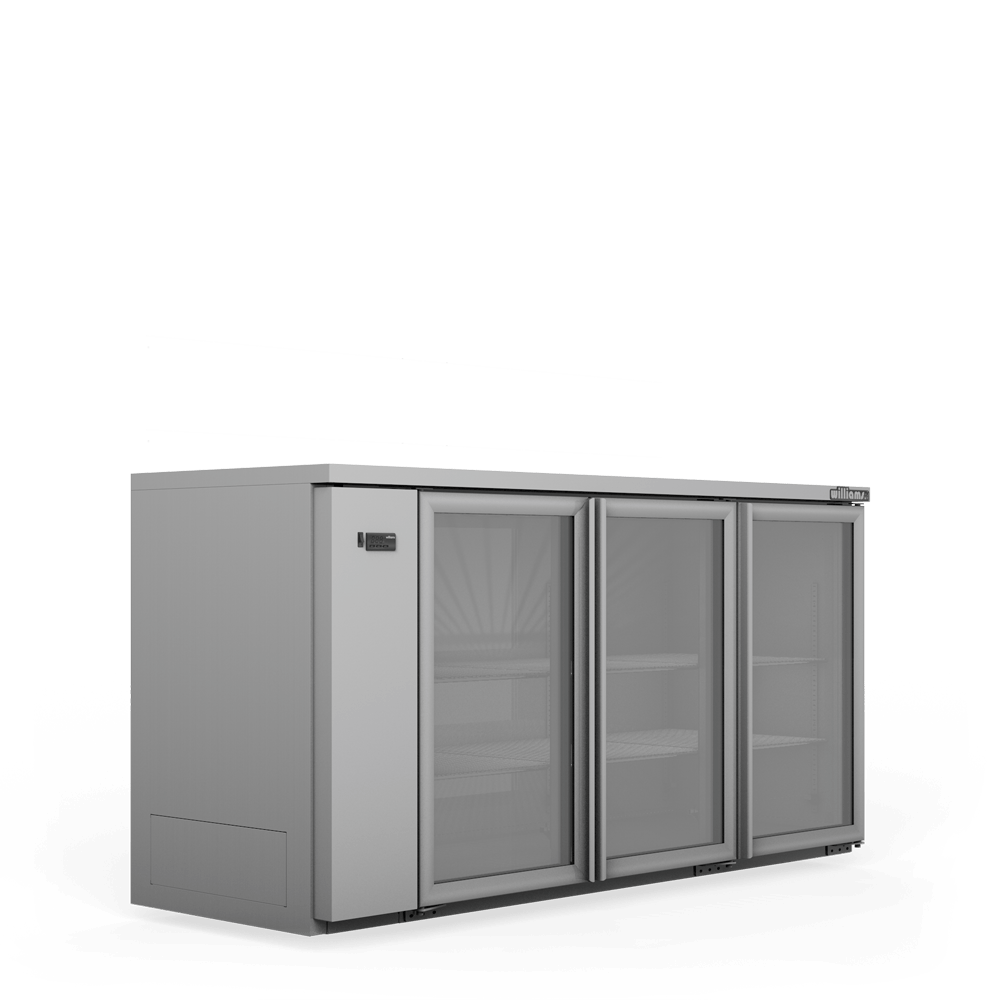 HC3RGS Cameo - Three Door Stainless Steel Remote Back Bar Counter Display Refrigerator