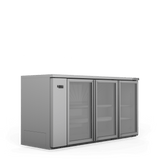 HC3RGS Cameo - Three Door Stainless Steel Remote Back Bar Counter Display Refrigerator